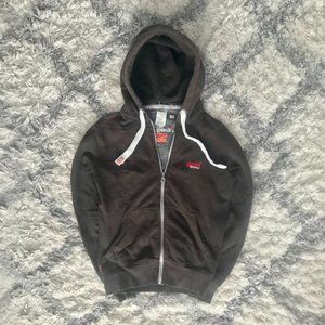 SuperDry Orange Label Full Zip Hoodie Men's Small Brown Y2K Vintage 90s